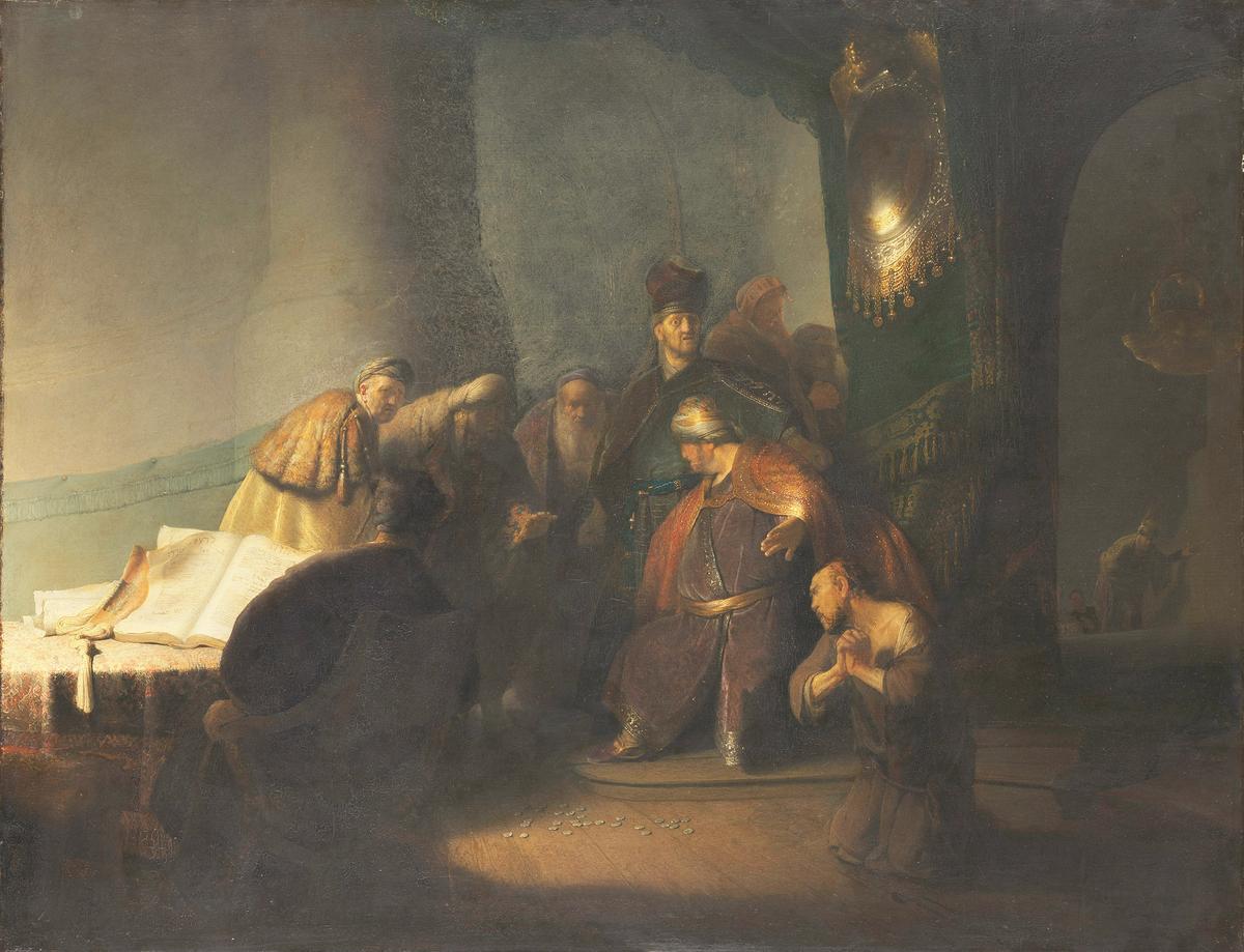Rembrandt van Rijn's Judas Returning the Thirty Pieces of Silver (1629) © Private Collection. Photography courtesy of the National Gallery