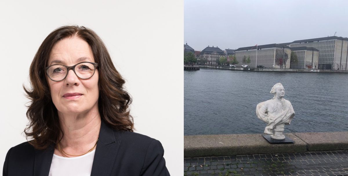 Kirsten Langkilde (left) was fired from her post at the Royal Danish Academy of Fine Arts, Copenhagen after a bust of Frederik V (right) was removed and thrown into the nearby canal