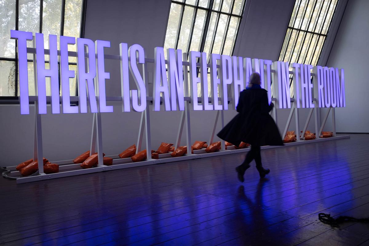 Co-curator Hedwig Saxenhuber hopes that creating a space for the artists to join forces and present works together allows for recognition of the elephant referenced in SUPERFLEX's installation
Photo: eSeL.at - Lorenz Seidler