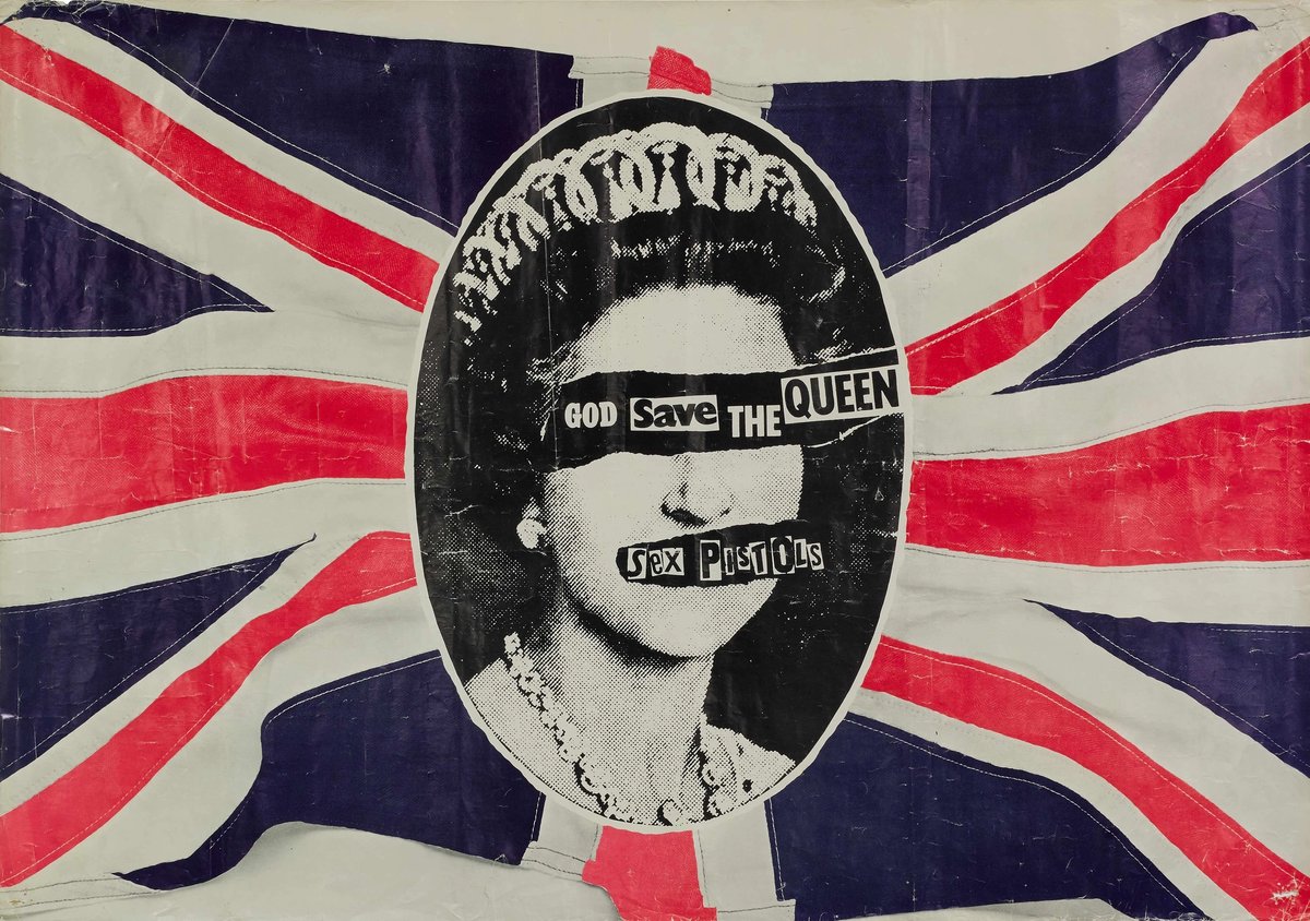 Jamie Reid, God Save the Queen, promotional poster, owned by Sid Vicious.
Courtesy Sotheby's
