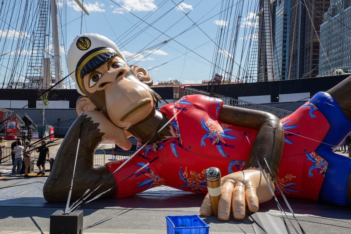 An inflatable Bored Ape Yacht Club figure at ApeFest 2022 in New York Photo by Marco Verch, via Flickr