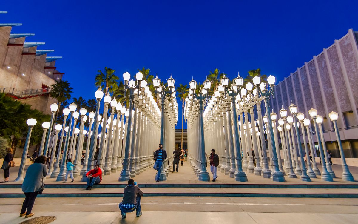 Chris Burden, Urban Light, 2008, at the Los Angeles County Museum of Art Photo by Albert Lam, via Flickr