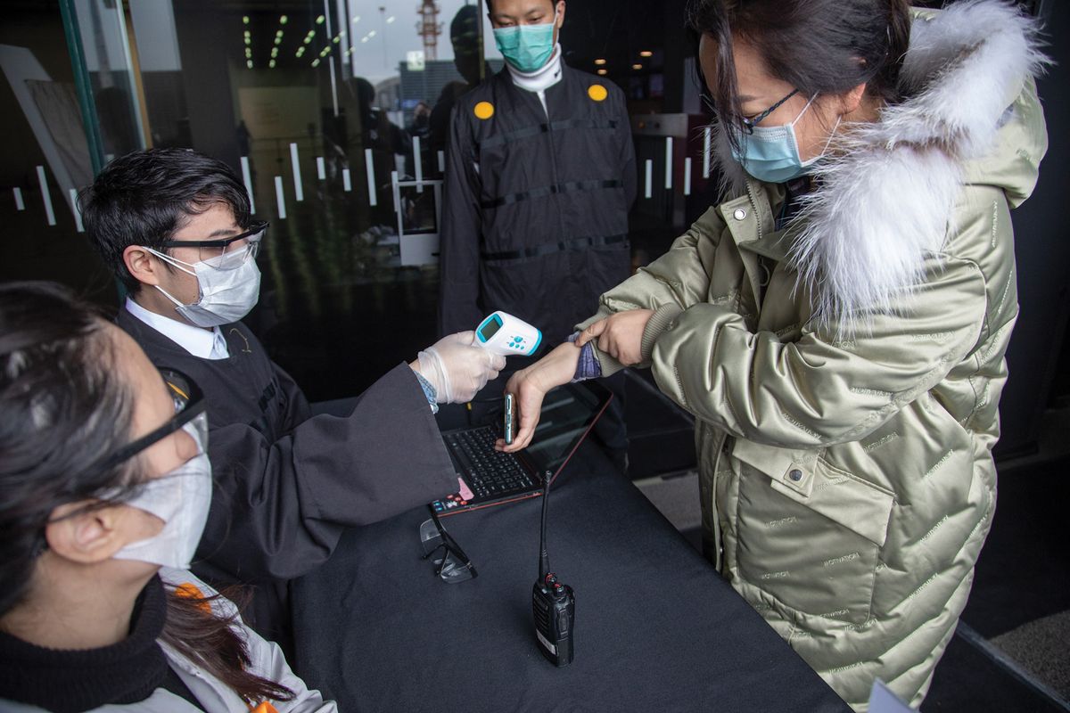 Shanghai is one of the few locations where some museums have reopened; staff at the city’s Power Station of Art are checking visitors’ temperatures and travel history at the entrance Courtesy of the Power Station of Art