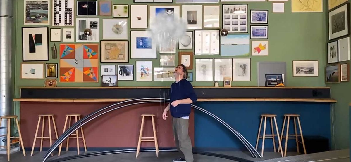 The artist Olafur Eliasson interacts with the cloud feature on his augmented reality app Wunderkammer Studio Olafur Eliasson