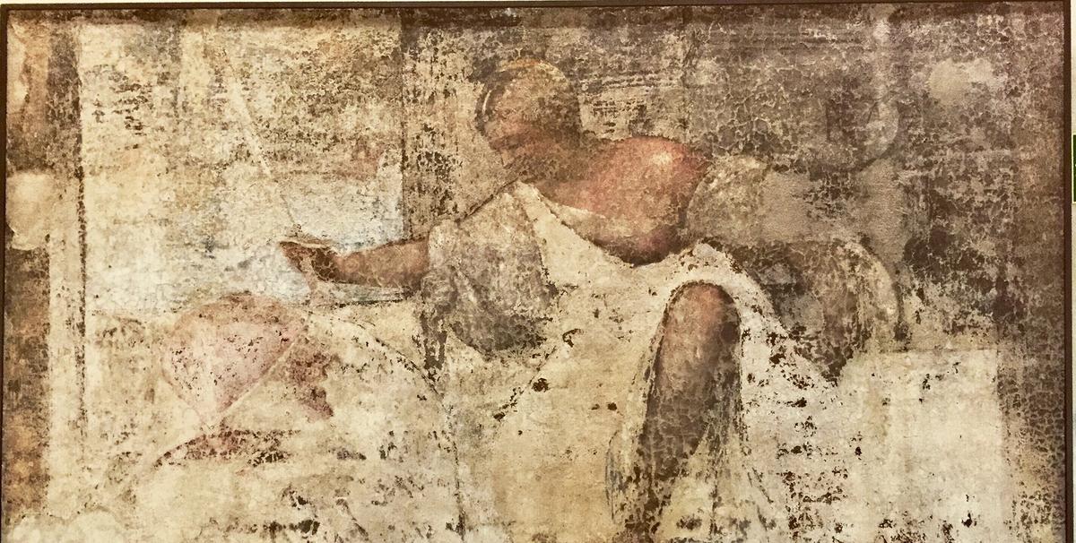 A fragment of Giorgione and Titian's central fresco for the Fondaco dei Tedeschi, now preserved in the Galleria Francetti in Venice