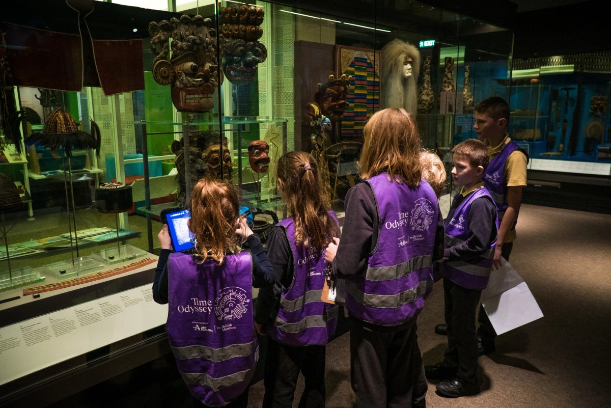 School children try out the Time Odyssey digital “learning adventure” at Royal Albert Memorial Museum, Exeter
Photograph: Lily Holman
