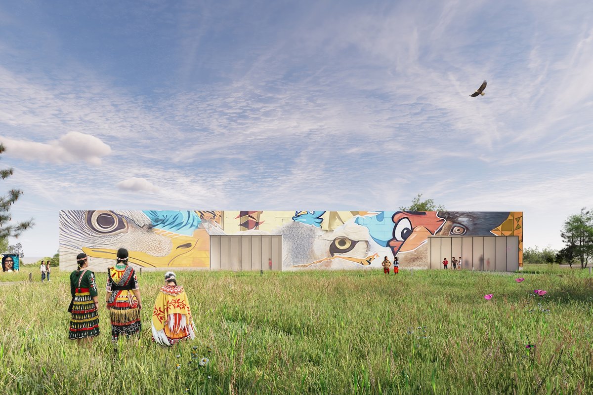 Rendering of the Cheyenne River Youth Project Project's Waniyetu Wowapi Institute, which will use geothermal energy for heating and cooling Image courtesy of Ferguson Pyatt Architects Inc