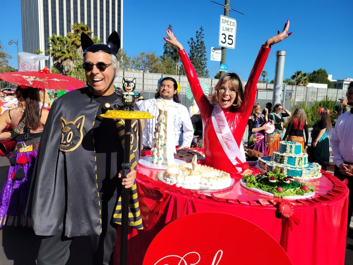 The artists Gary Baseman and Kelsey Kuykendall at the Art Parade Photo: Scarlet Cheng 