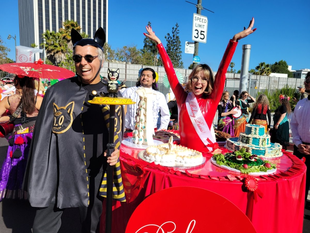 The artists Gary Baseman and Kelsey Kuykendall at the Art Parade Photo: Scarlet Cheng
