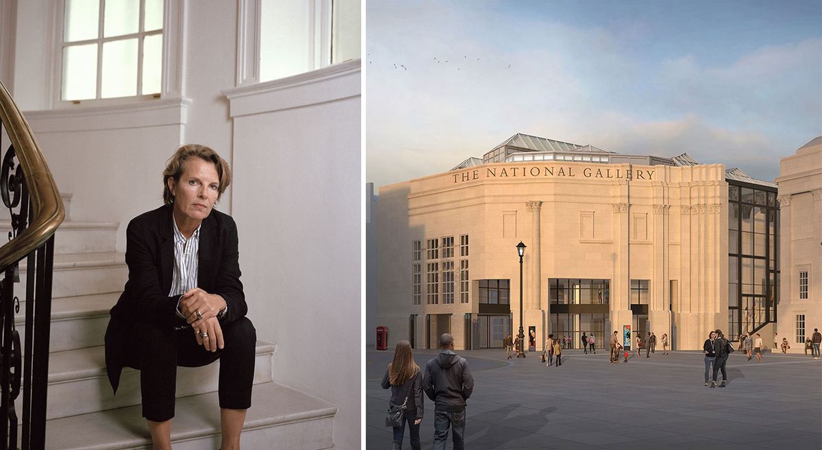 Annabelle Selldorf (left) won the commission to remodel the Sainsbury Wing  of London's National Gallery (rendering, right) in July 2021. The first stage of the project opens to the public in May 2025 Selldorf portrait: Harry Mitchell. Rendering: Selldorf Architects