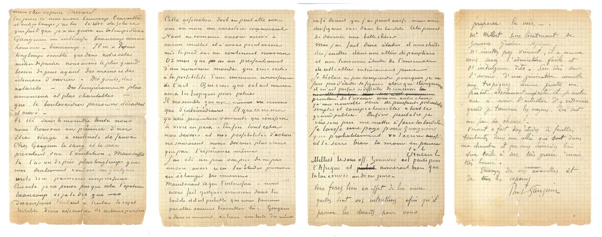 Letter from Vincent van Gogh and Paul Gauguin to Emile Bernard, Arles, 1-2 November 1888 Courtesy of Drouot Estimations, Paris