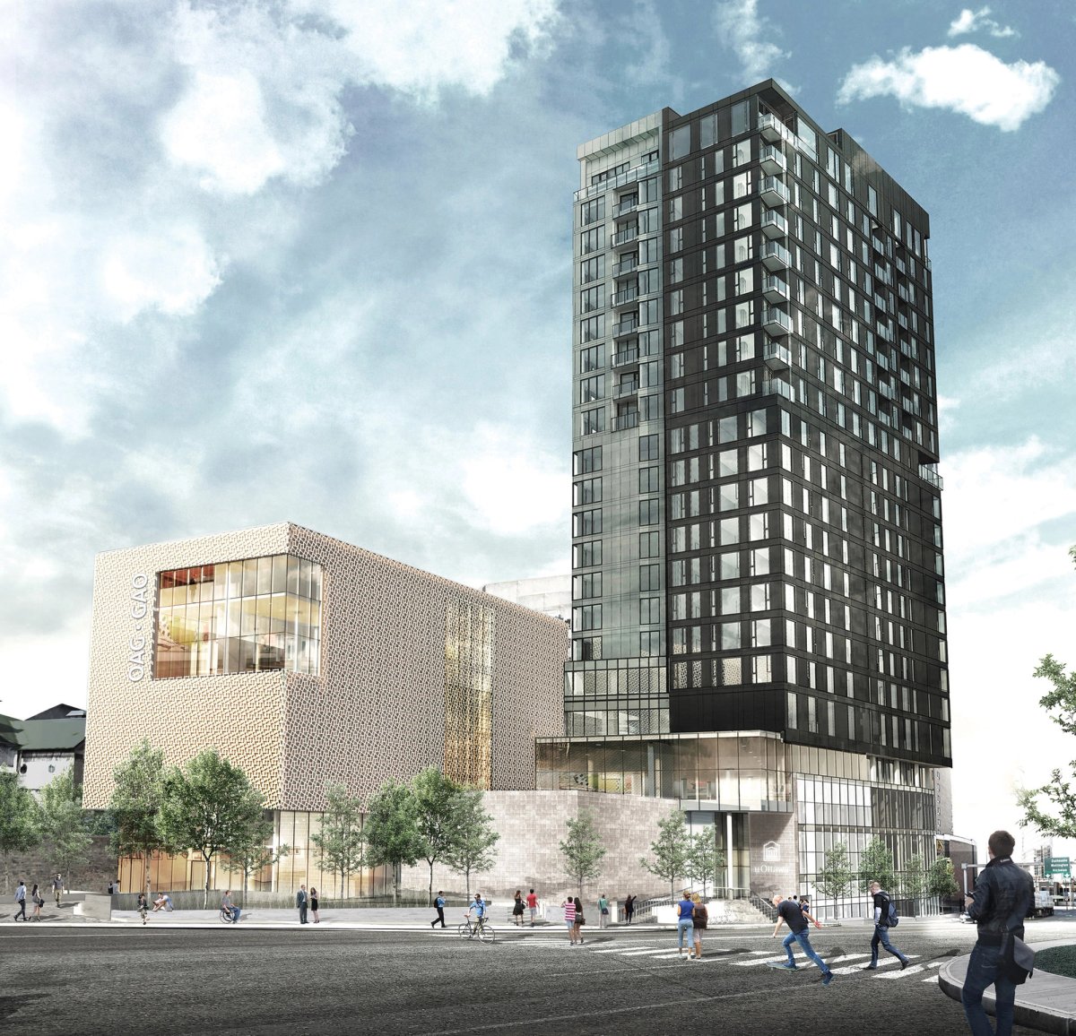 A rendering of the Ottawa Art Gallery’s main entrance and ts luminous cube Régis Côté et associés /LEMAYMICHAUD Architecture Design