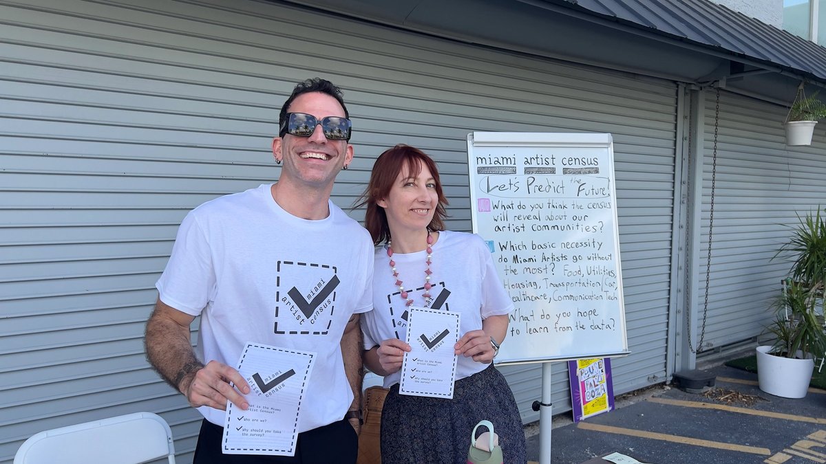 The artists misael soto (left) and Carrie Sieh (right) are among the members of Artists for Artists: Miami to spearhead the Miami Artist Census, which will feature in a panel discussion at the Untitled Art fair
Courtesy Miami Artist Census