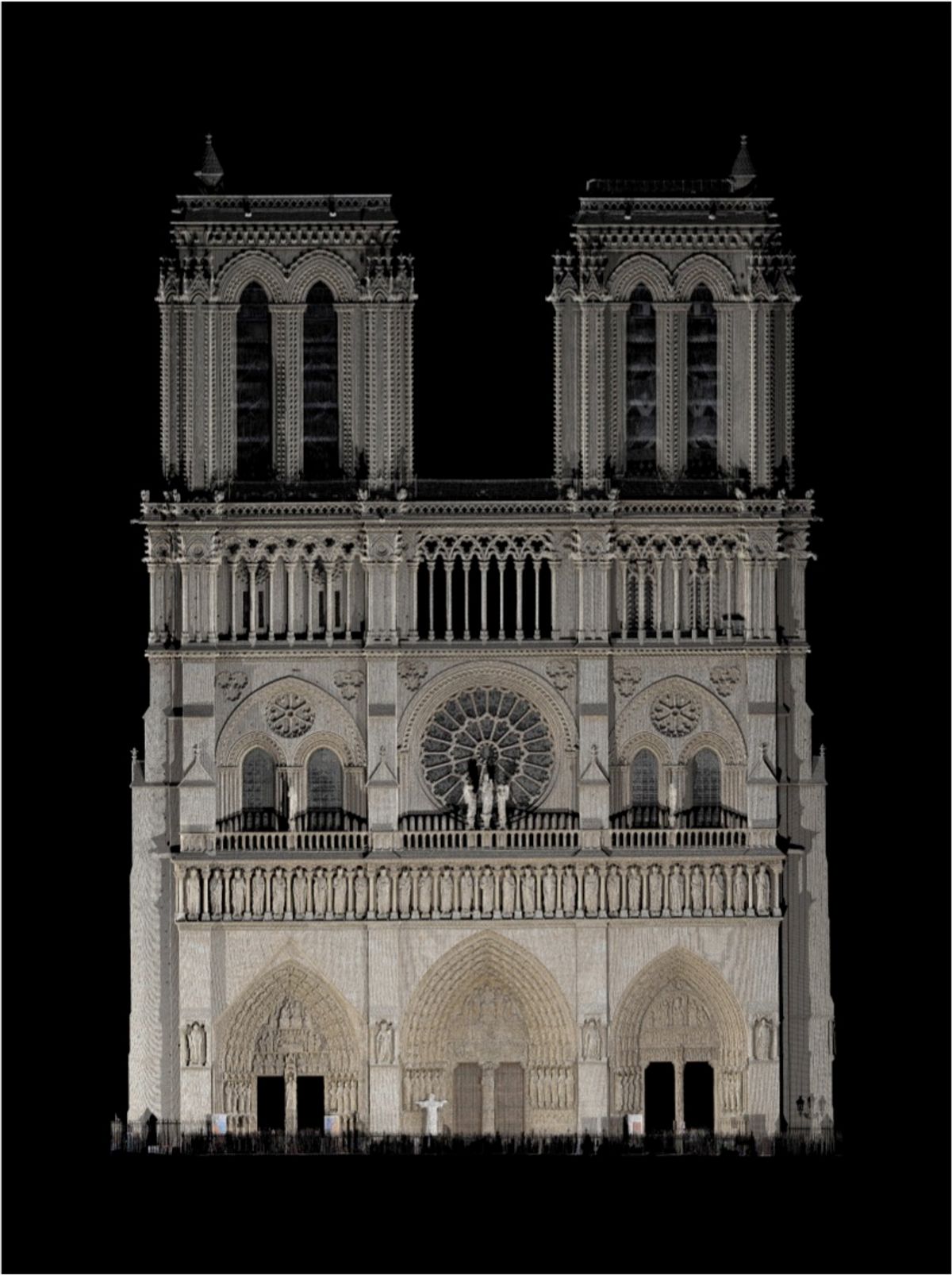 A 2012 scan of the western frontispiece of the Cathedral of Notre Dame Andrew Tallon