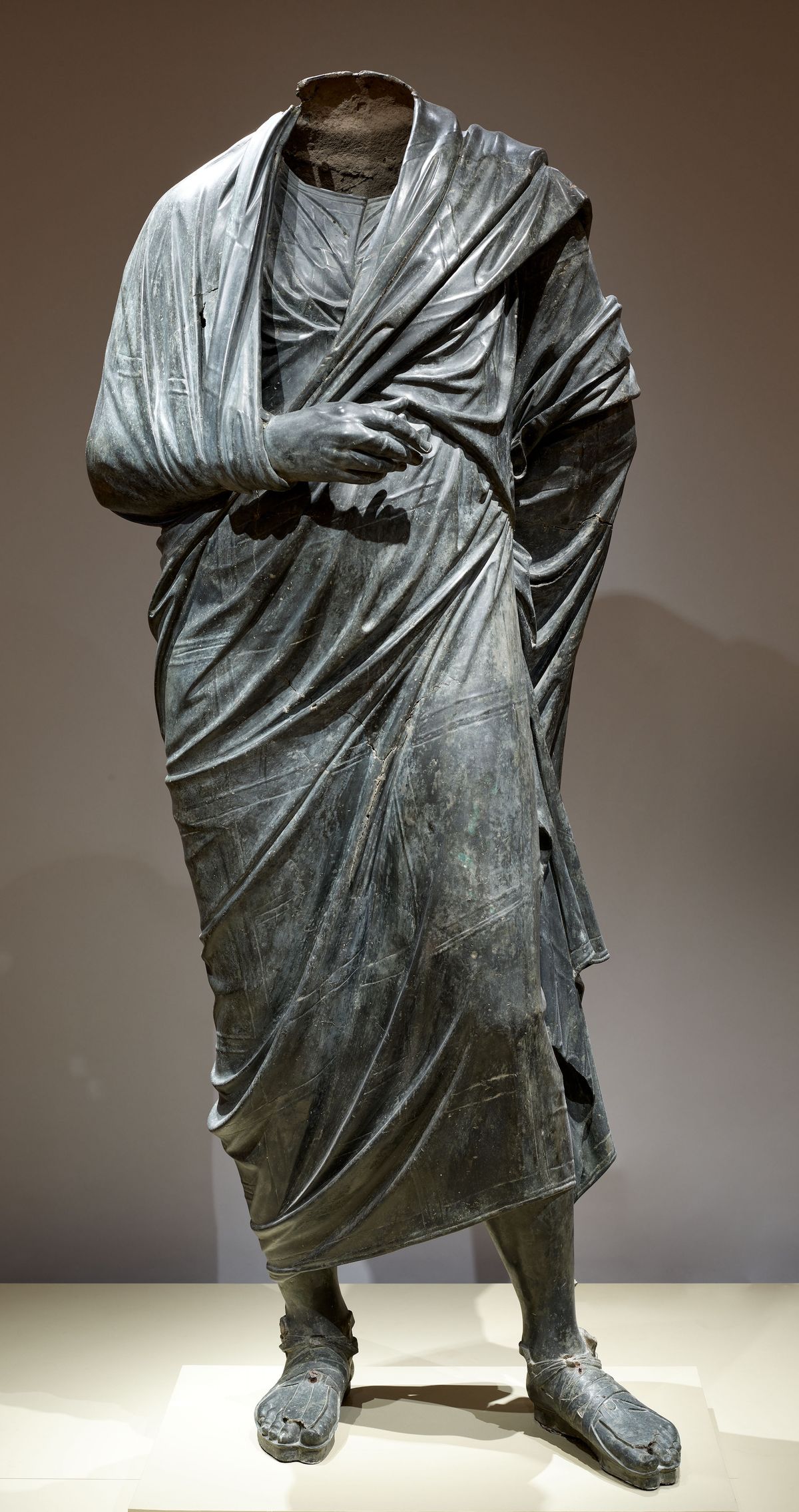 A headless, bronze statue believed to depict a philosopher, which was looted from the ancient cite of Bubon and eventually acquired by the Cleveland Museum of Art, will be repatriated to Turkey Courtesy the Cleveland Museum of Art