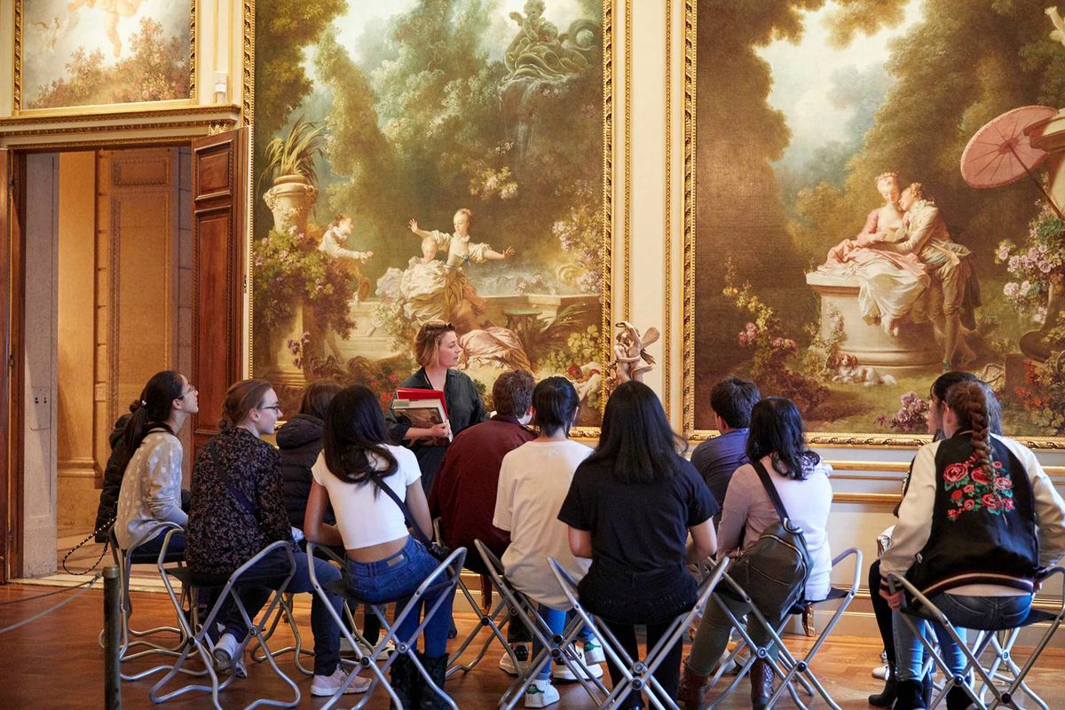 Students at the Frick; the renovation includes a new dedicated education room, which will have a direct link to the library. The museum is aiming to “break the perception that libraries are only spaces for very specific kinds of scholars”, its head of education says Photo: George Koelle, courtesy the Frick Collection