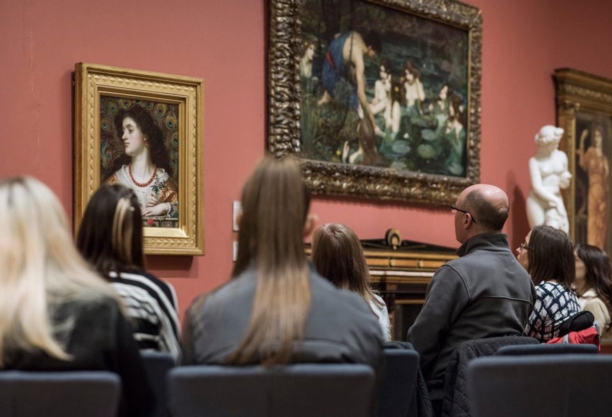 Visitors to the Manchester Art Gallery sit and look at one work of art for 30 minutes as part of its "Take Notice" series Manchester Art Gallery