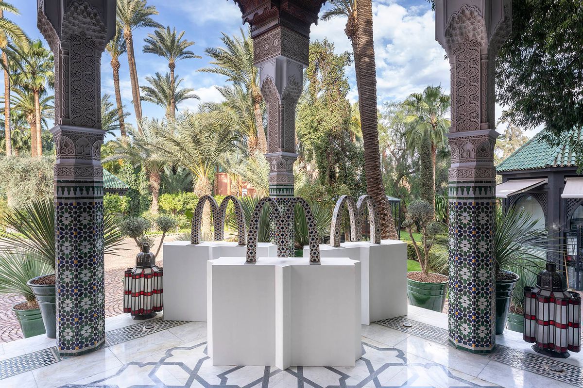 “A meeting point for African, European and Middle Eastern audiences”: a 1-54 installation at La Mamounia hotel in Marrakech, which is hosting
the fair along with the DaDa art space Courtesy of 1-54 and Nicolas Brasseur; Say Who