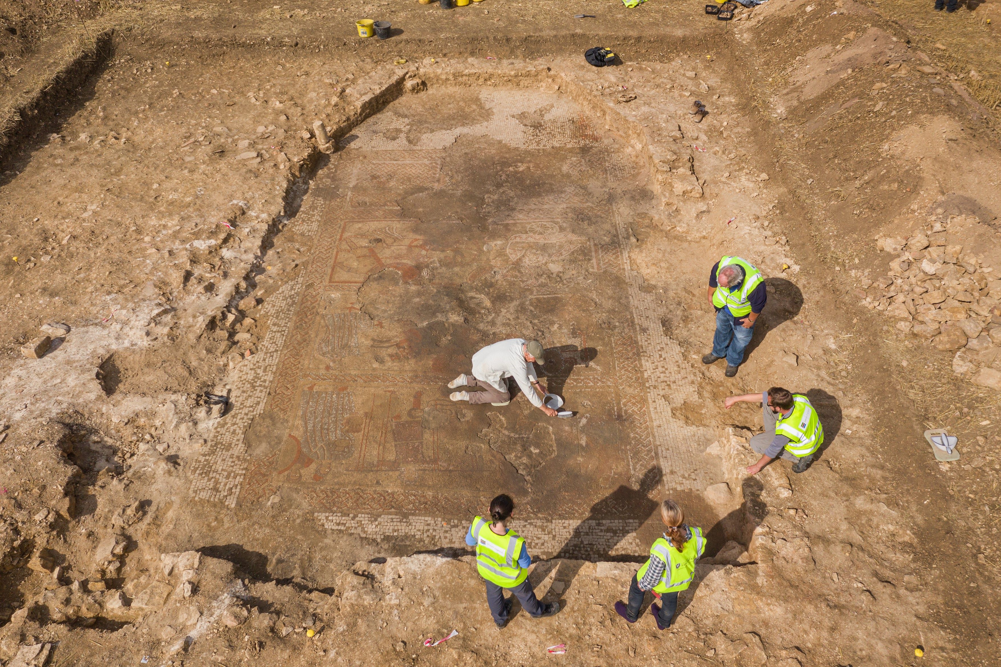 magnificent roman mosaic discovered in a farmer s field is uk s most exciting find of its kind in a century