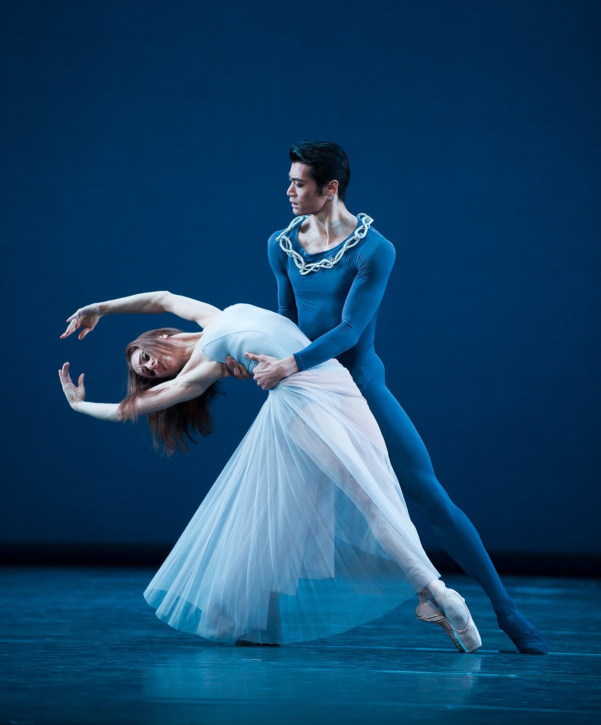 Dancers Marianela Nunez and Ryoichi Hirano in a 2014 production of Balanchine’s Serenade; the ballet will be part of the Royal Ballet and Opera’s Three Signature Works
Photo: Tristram Kenton/Royal Opera House/ArenaPAL