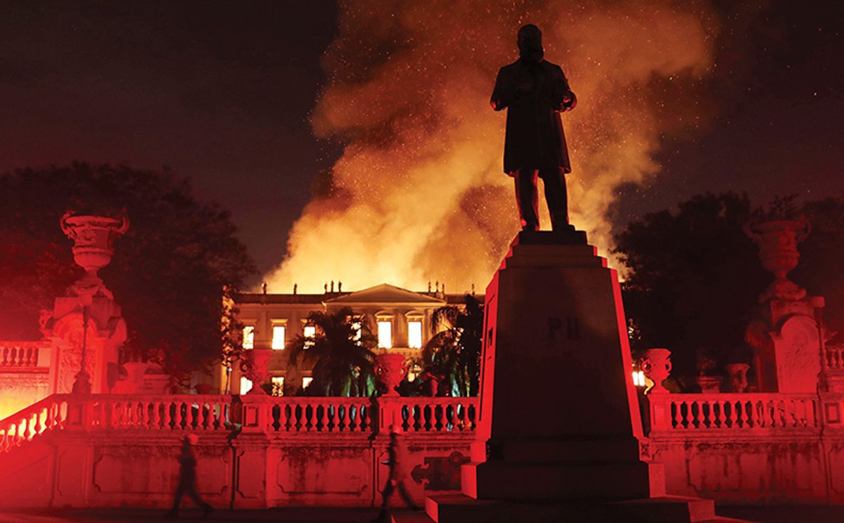 The fire in 2018 destroyed around 85% of the artefacts housed in the National Museum of Brazil (Museu Nacional-UFRJ) Reuters/Ricardo Moraes