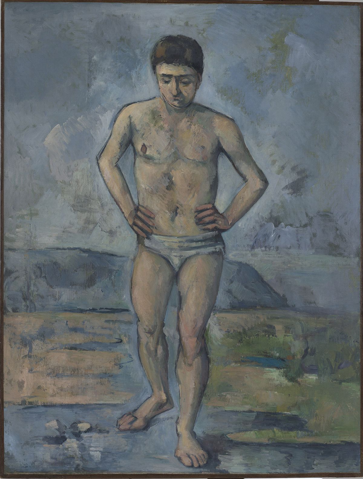 Paul Cezanne’s The Bather (around 1885), which is coming on loan from the Museum of Modern Art in New York, will be displayed alongside Doig’s Bather in the Paris exhibition © Museum of Modern Art, New York/Scala, Florence