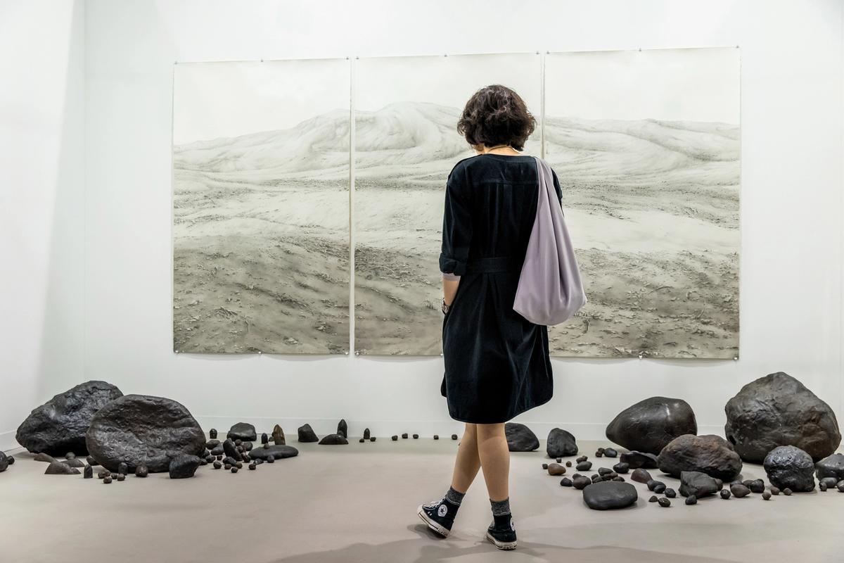 Ali Kazim at Jhaveri Contemporary gallery, part of the Art Basel Hong Kong’s Discoveries section Courtesy of Art Basel