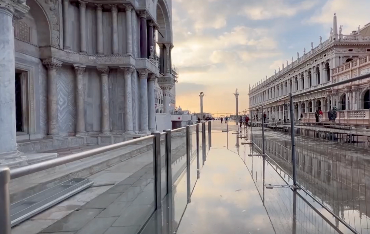 Transparent glass barriers have been erected around St Mark's basilica