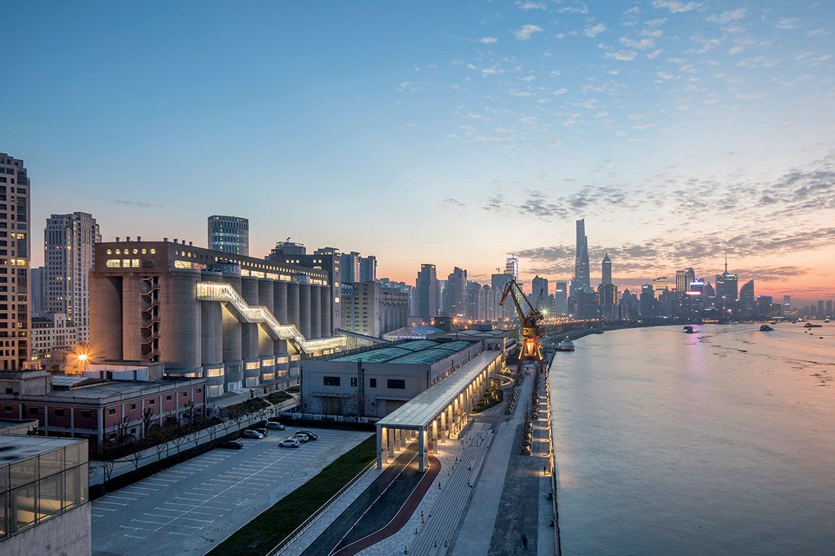 A huge converted grain silo on the Huangpu river hosted a festival of art and urban planning late last year Atelier Deshaus