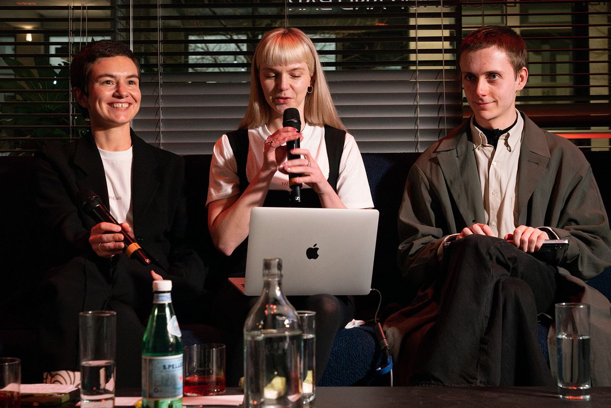 The authors of Serpentine's Future Art Ecosystems 4: Art x Public AI at the report's launch in London: Victoria Ivanova (left), R&D Strategic Lead, Arts Technologies, Serpentine Galleries; Eva Jäger, Arts Technologies Curator & Creative AI Lead; and Alasdair Milne, co-producer and co-writer of the report Photo: Sam Nightingale