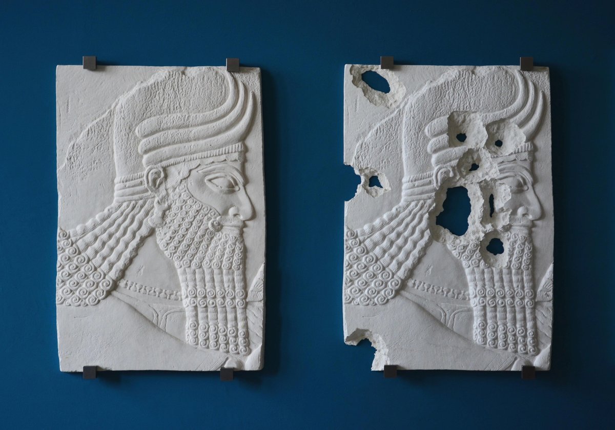 Piers Secunda's ISIS Bullet Hole Painting (Assyrian Head) (2015) Courtesy of the artist