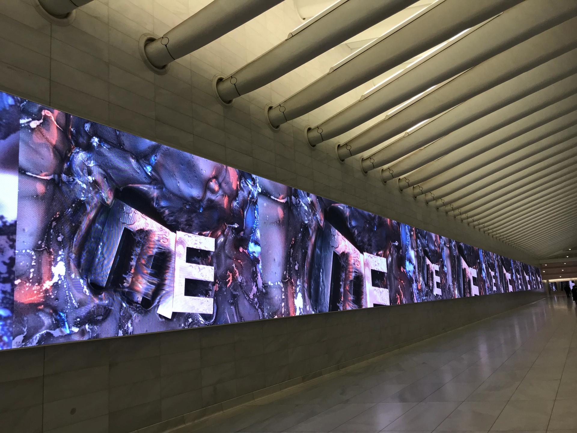 Marilyn Minter's video I'm Not Much But I'm All I Think I Am on view at the Oculus courtesy the artist and Art Production Fund
