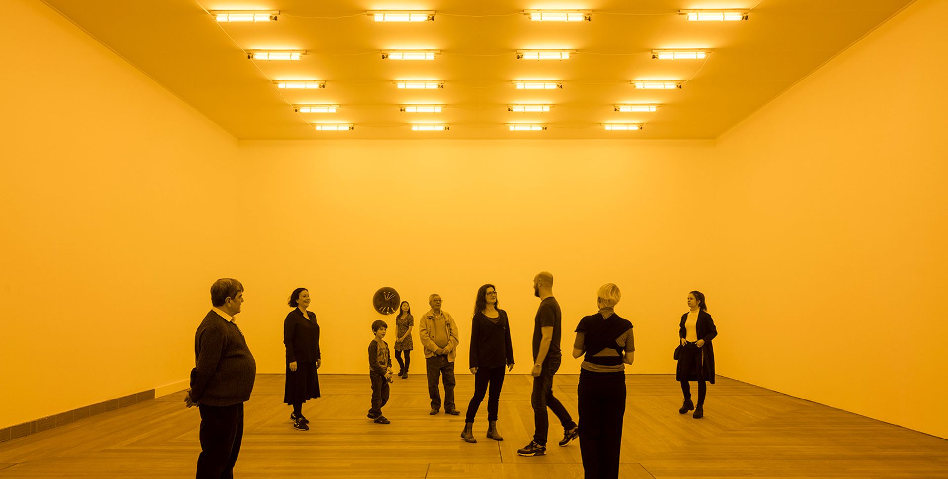 Olafur Eliasson's Room for one colour (1997). Installation view at Moderna Museet, Stockholm, in 2015 Olafur Eliasson. Photo: Anders Sune Berg