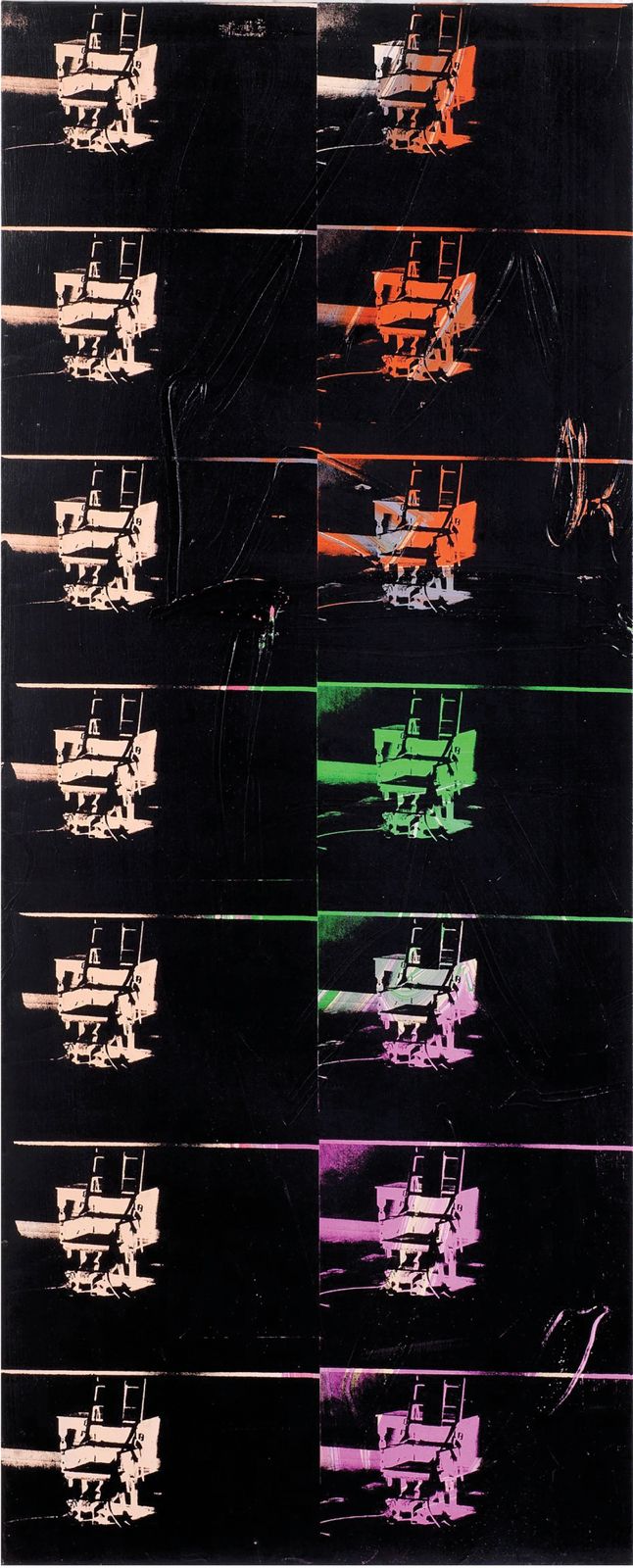 Andy Warhol’s 14 Small Electric Chairs (1980) is being sold via a blockchain auction Maecenas