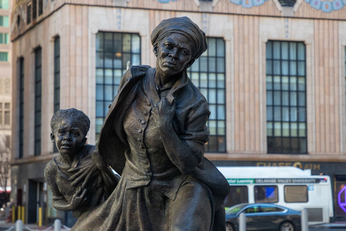 Wesley Wofford's The Journey to Freedom outside Philadelphia City Hall earlier this year Photo courtesy Philadelphia Office of Arts, Culture and the Creative Economy, via Facebook