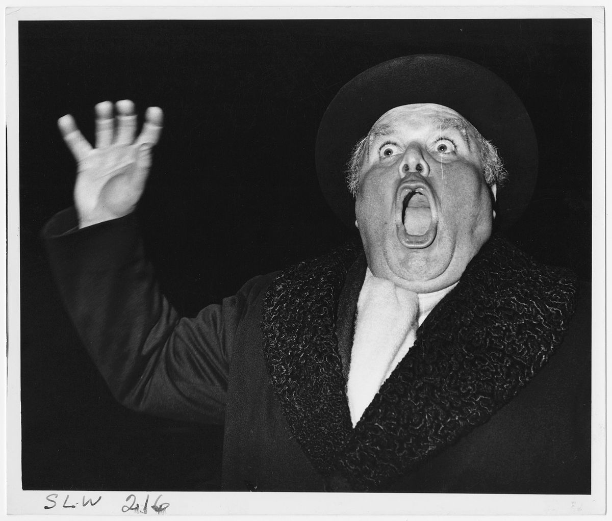 Weegee’s 1963 photograph of the actor Peter Bull as the Russian ambassador during the filming of Dr Strangelove © Getty Images/International Center of Photography