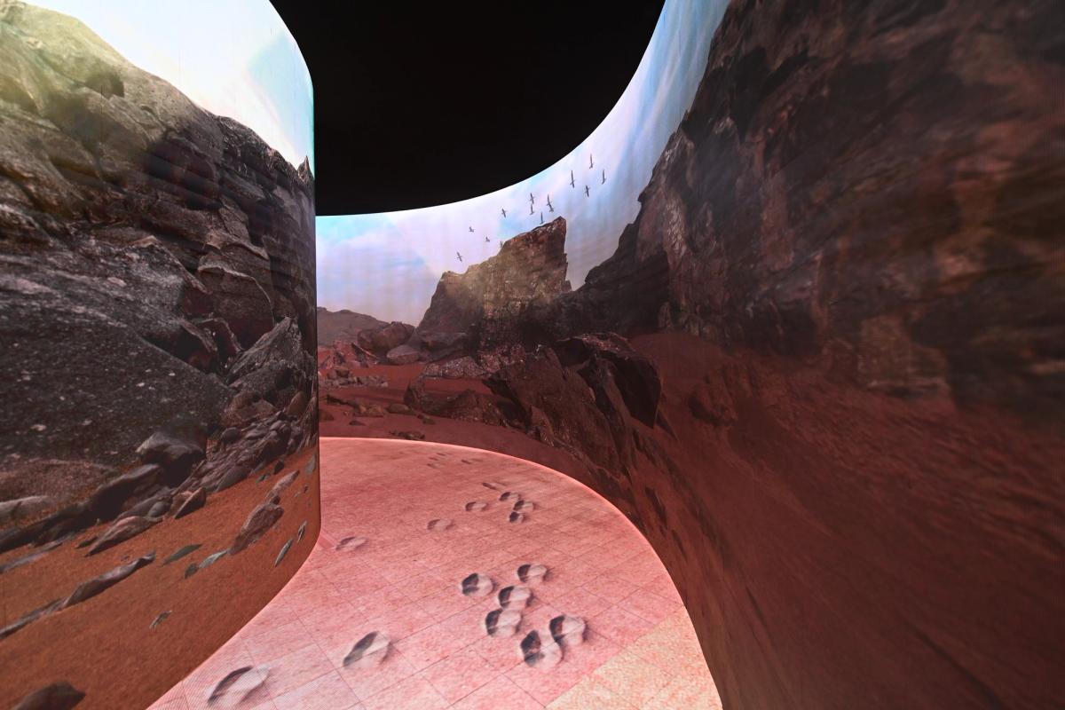 Immersive audio-video installations will allow visitors to experience the Prophet Muhammad's eight-day journey through the desert, fleeing religious persecution in Mecca. Courtesy Ithra Museum
