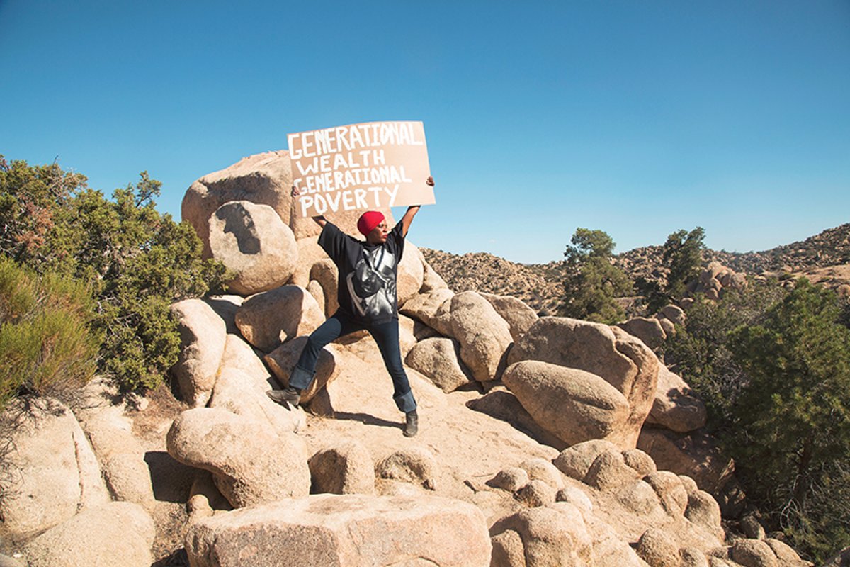 Xaviera Simmons's Generational Wealth, Generational Poverty (2018) Courtesy of the artist and David Castillo Gallery