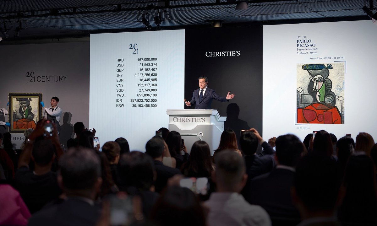 Christie's Hong Kong autumn sale drops 46% from last year but makes Picasso's record in Asia