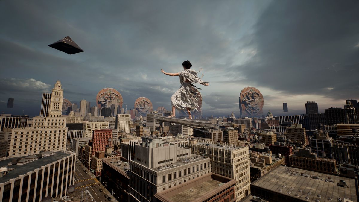 A still from Lu Yang’s 50-minute video DOKU: The Flow (2024), one of the artist’s works in which they create hybrid experiential realms that blur physical and virtual realities
Courtesy of the artist