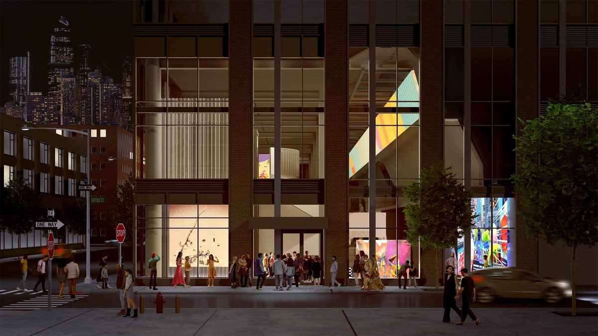 Rendering of Canyon by New Affiliates, featuring works (clockwise) by Ian Cheng, Rebecca Allen, LuYang and Theo Triantafyllidis Courtesy of the artists and Canyon; © New Affiliates.