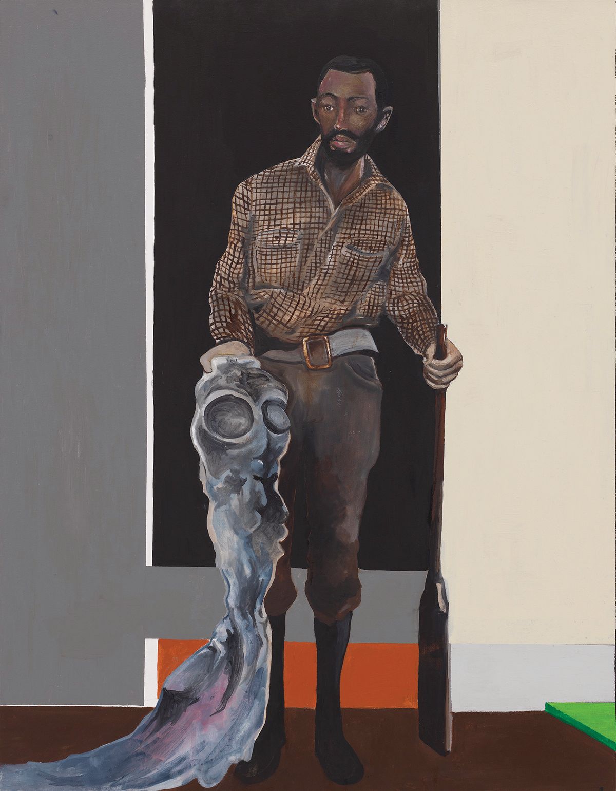 Man with Alien and Shotgun (2008) is one of the more surrealist-style paintings in a travelling exhibition of works by the late artist that is now on view at the museum he co-founded with his wife
Courtesy of David Zwirner