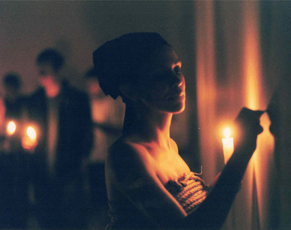 Coco Fusco's performance Votos (Vows), 1999–2000. 
Courtesy Alexander Gray Associates, New York © 2023 Coco Fusco / Artists Rights Society (ARS), New York