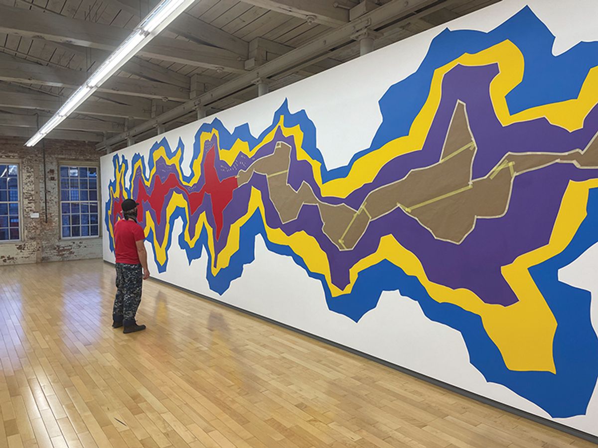 Sol LeWitt’sWall Drawing 958 (Splat) at the Massachussetts Museum of Contemporary Art. The work is part of an exhibition of 105 of the artist’s large-scale drawings, which opened in 2008 and runs until 2043 Photo: Susan Cross.