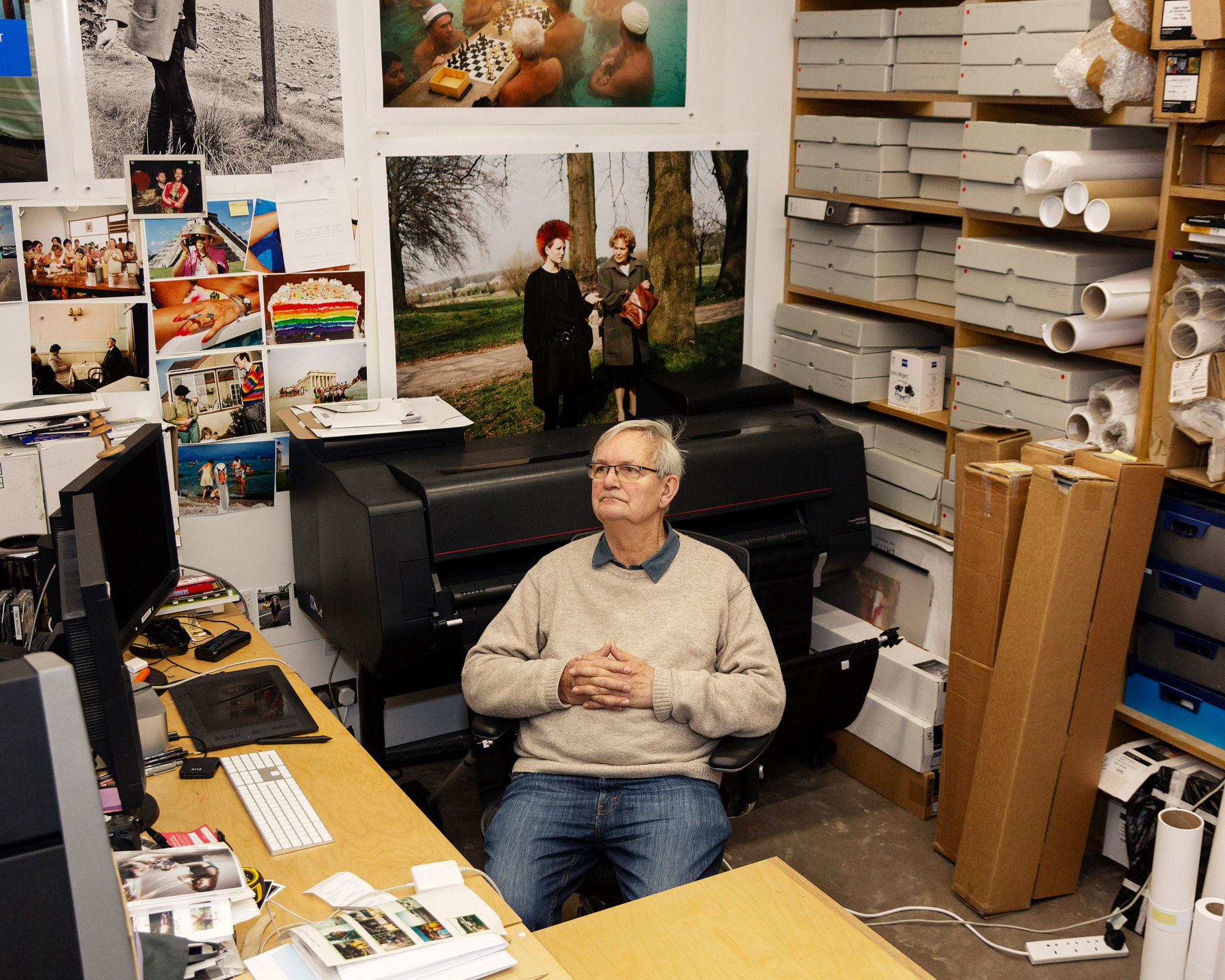 Martin Parr in his studio, Martin Parr Foundation, Bristol, 2025
Courtesy Martin Parr Foundation