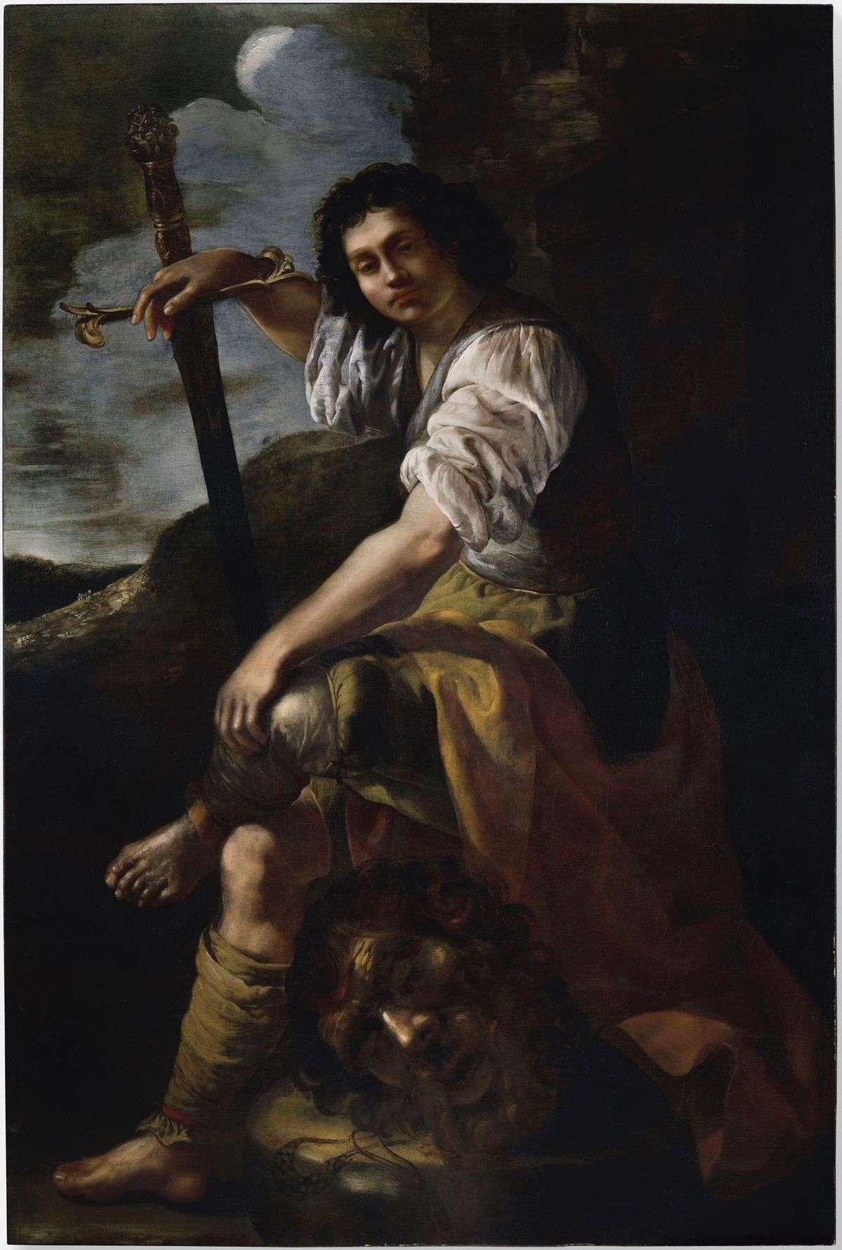 The newly attributed painting of David and Goliath, dated to the late 1630s, has been unveiled in London after restoration Photo: courtesy of Simon Gillespie Studio