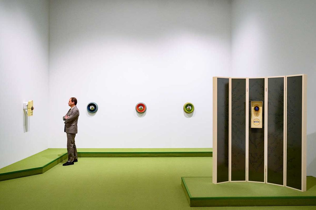 An installation view of several works by Cooper Jacoby at this year’s Whitney Biennial Photo: Darian DiCanno/BFA.com; © BFA 2026