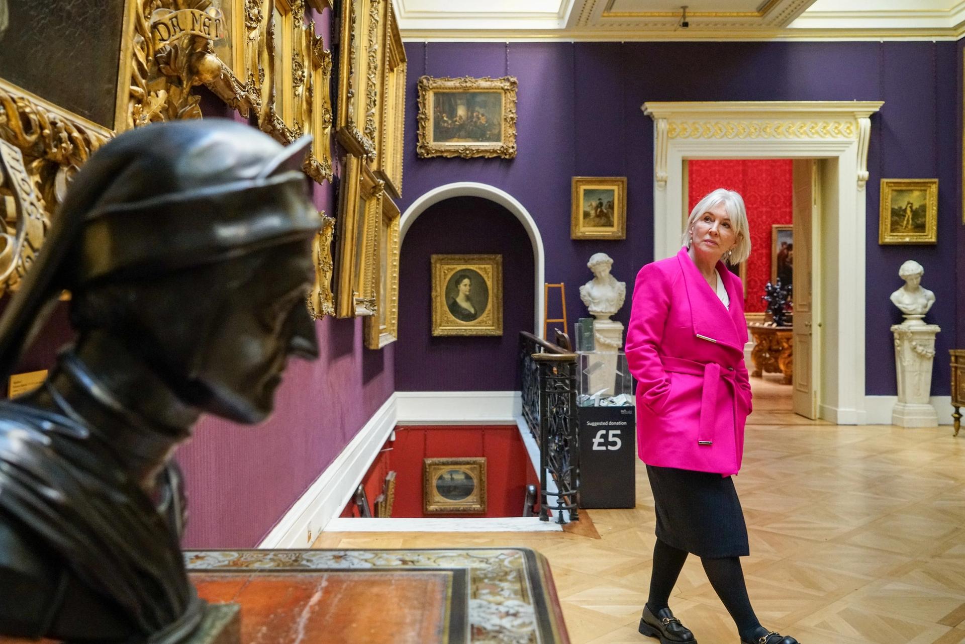 The latest Secretary of State for Digital, Culture, Media and Sport, Nadine Dorries, visiting the Wallace Collection in London Photo: Jake Johnstone / DCMS