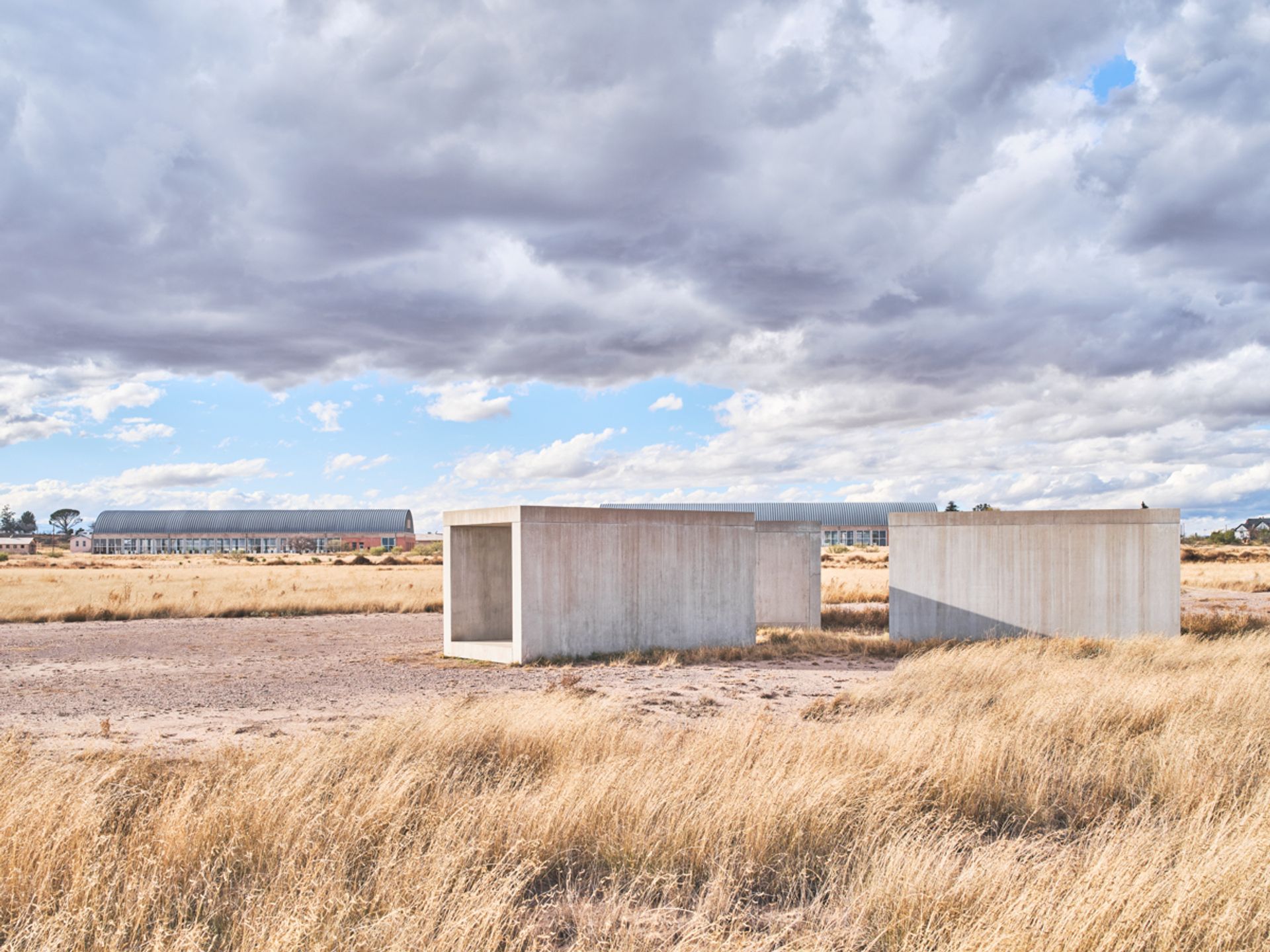 Donald Judd, 15 works in concrete (1980-84) in Marfa, Texas Courtesy The Chinati Foundation. Donald Judd Art © 2021 Judd Foundation / Artists Rights Society (ARS), New York