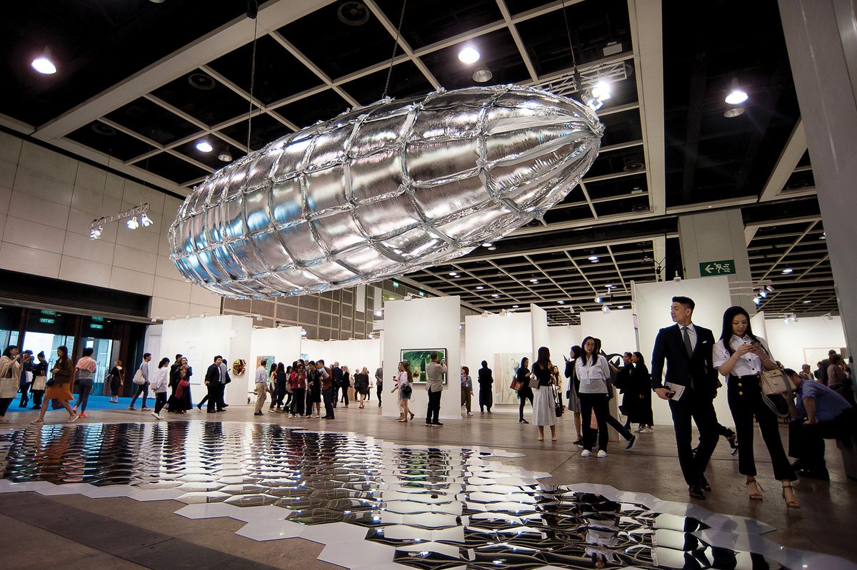 Lee Bul’s Willing To Be Vulnerable — Metalized Balloon (2019) at Art Basel in Hong Kong Photo: Norm Yip